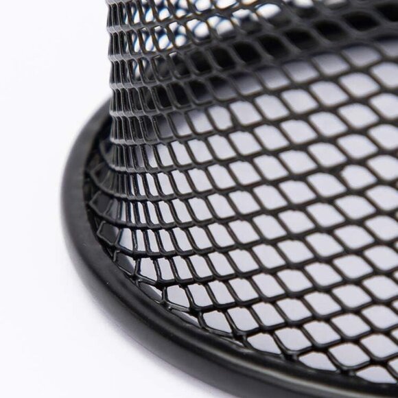 Black Pen Holder Cup for Desk, Black Wire Mesh Pencil Cup Holder for Desk Office - Picture 4 of 7